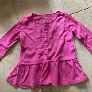 Vibrant Pink Long Sleeve Peplum Tee